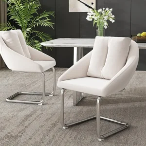 Set van 2 fluwelen stoelen - metalen structuur - Beige ModernLuxe