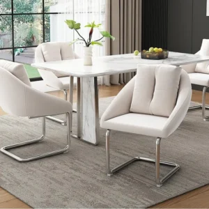 Set van 4 fluwelen stoelen - metalen structuur - Beige ModernLuxe