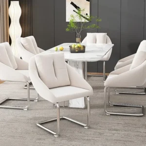 Set van 6 fluwelen stoelen - metalen structuur - Beige ModernLuxe
