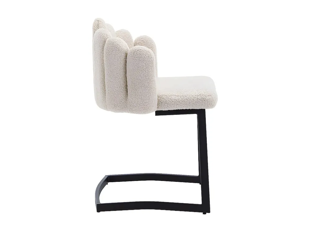 Set van 2 Sherpa sledestoelen - met bloemblaadjevormige rugleuning - Beige ModernLuxe