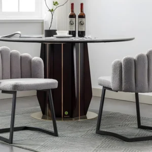 Set van 2 Sherpa sledestoelen met bloemblaadjevormige rugleuning - Grijs en zwart ModernLuxe
