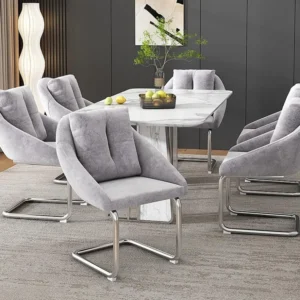 Set van 6 Velvet stoelen - metalen structuur - Grijs ModernLuxe