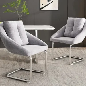 Set van 2 Velvet stoelen - metalen structuur - Grijs ModernLuxe