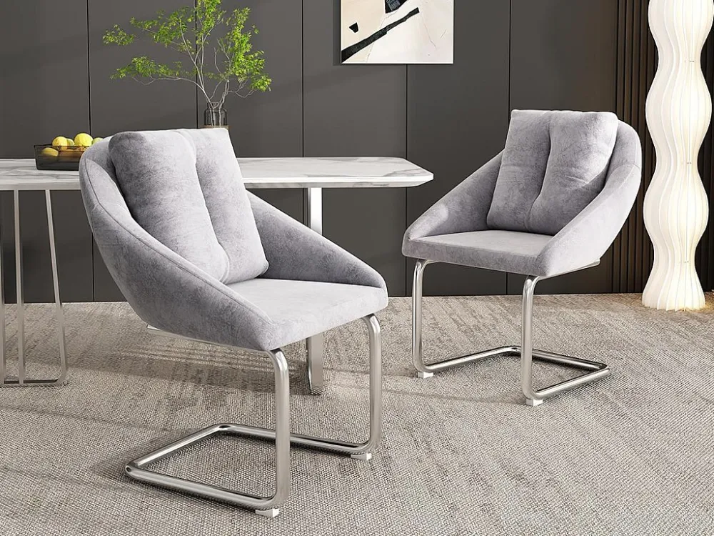 Set van 2 Velvet stoelen - metalen structuur - Grijs ModernLuxe
