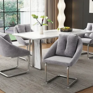 Set van 4 Velvet stoelen - metalen structuur - Grijs ModernLuxe