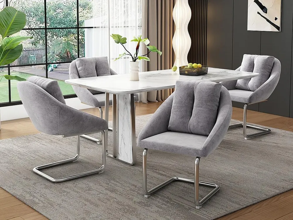 Set van 4 Velvet stoelen - metalen structuur - Grijs ModernLuxe