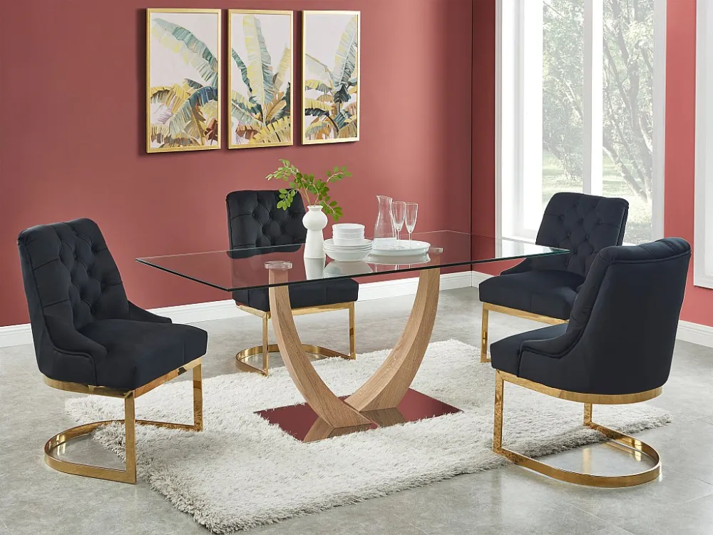 Set van 2 stoelen van velours en goudkleurig roestvrij staal - Zwart - PORILASO PASCAL MORABITO