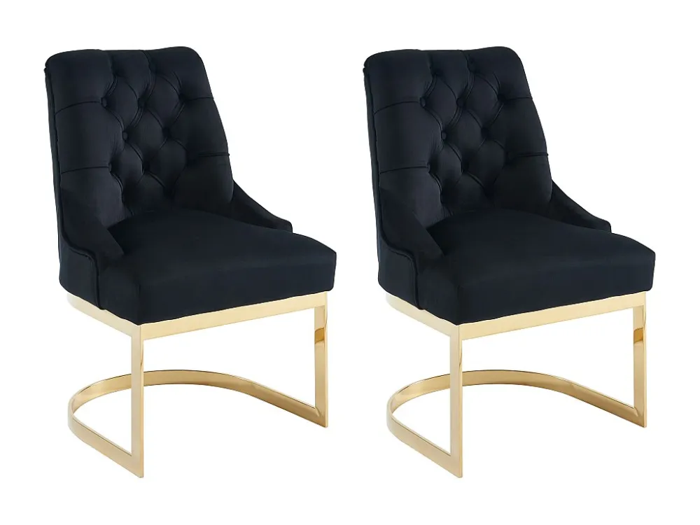 Set van 2 stoelen van velours en goudkleurig roestvrij staal - Zwart - PORILASO PASCAL MORABITO