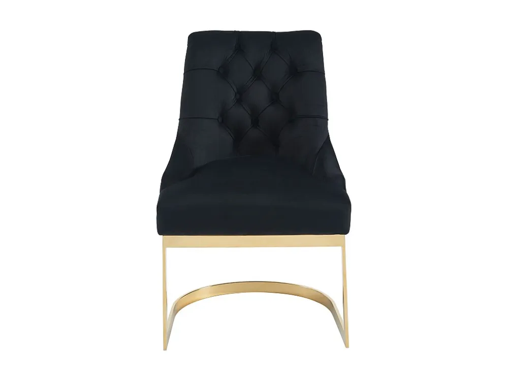 Set van 2 stoelen van velours en goudkleurig roestvrij staal - Zwart - PORILASO PASCAL MORABITO
