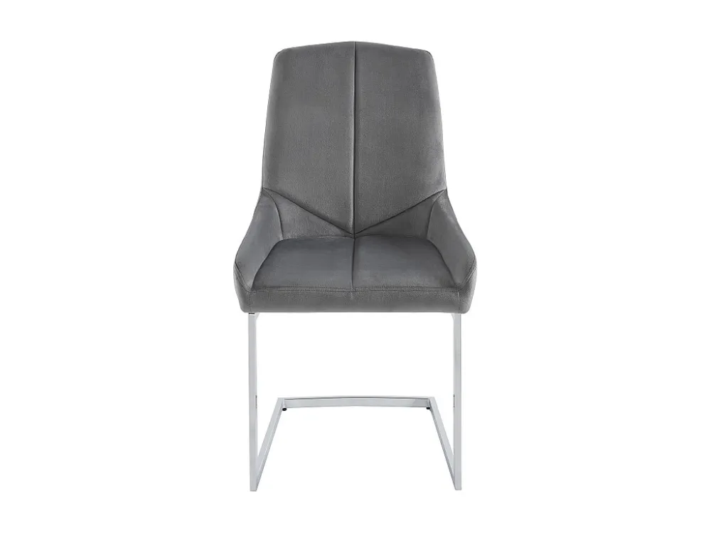 Set van 2 cantilever-stoelen van velours en verchroomd metaal - Grijs - BERLONA