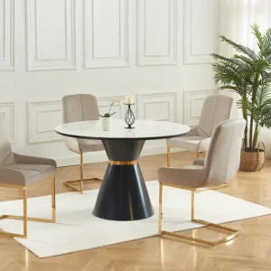 Set van 6 stoelen fluweel en metaal - Beige - BERLONA
