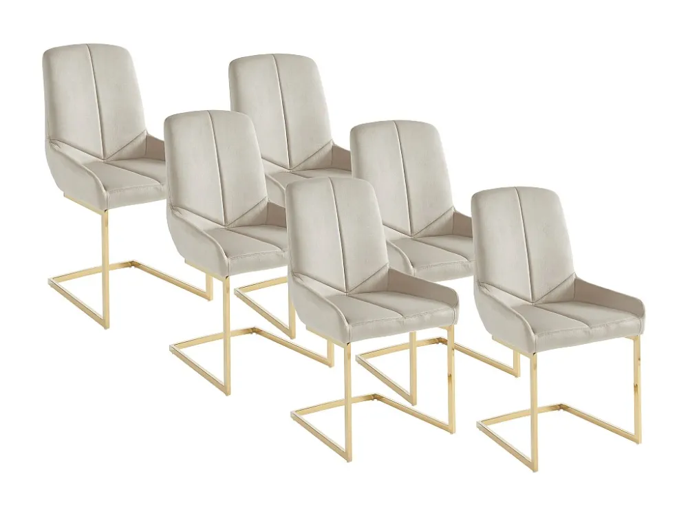 Set van 6 stoelen fluweel en metaal - Beige - BERLONA