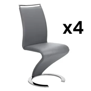 Set van 4 stoelen TWIZY - Kunstleer grijs