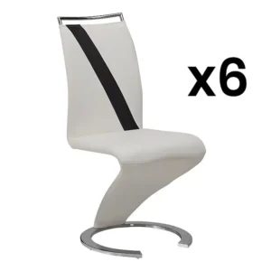Set van 6 stoelen TWIZY - Kunstleer - Kleur zwart en wit