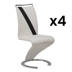 Set van 4 stoelen TWIZY - Kunstleer - Kleur zwart en wit
