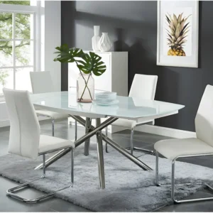 Set van 4 stoelen van kunstleer en metaal PAULINE - Wit