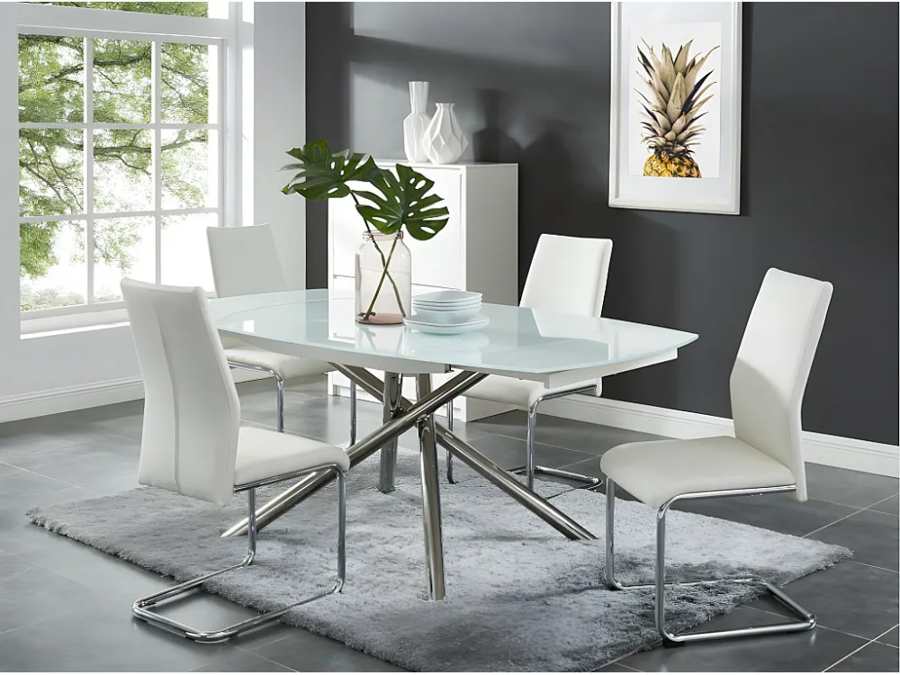 Set van 4 stoelen van kunstleer en metaal PAULINE - Wit