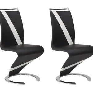 Set van 2 stoelen van kunstleer TWIZY - zwart met witte strepen
