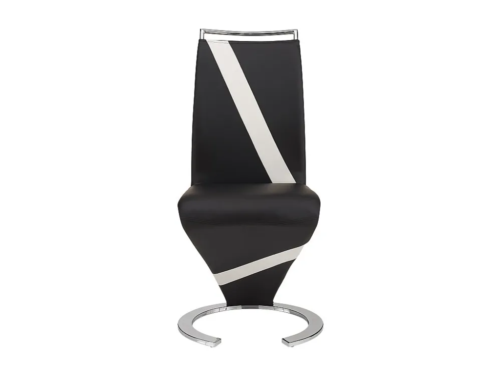 Set van 2 stoelen van kunstleer TWIZY - zwart met witte strepen