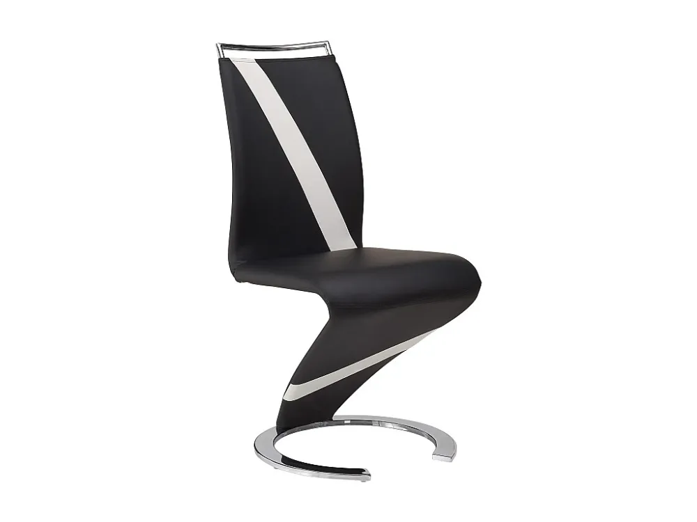 Set van 2 stoelen van kunstleer TWIZY - zwart met witte strepen