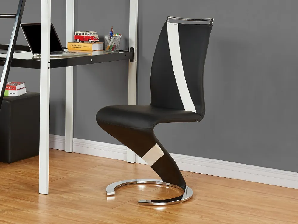 Set van 4 stoelen van kunstleer TWIZY - zwart met witte strepen