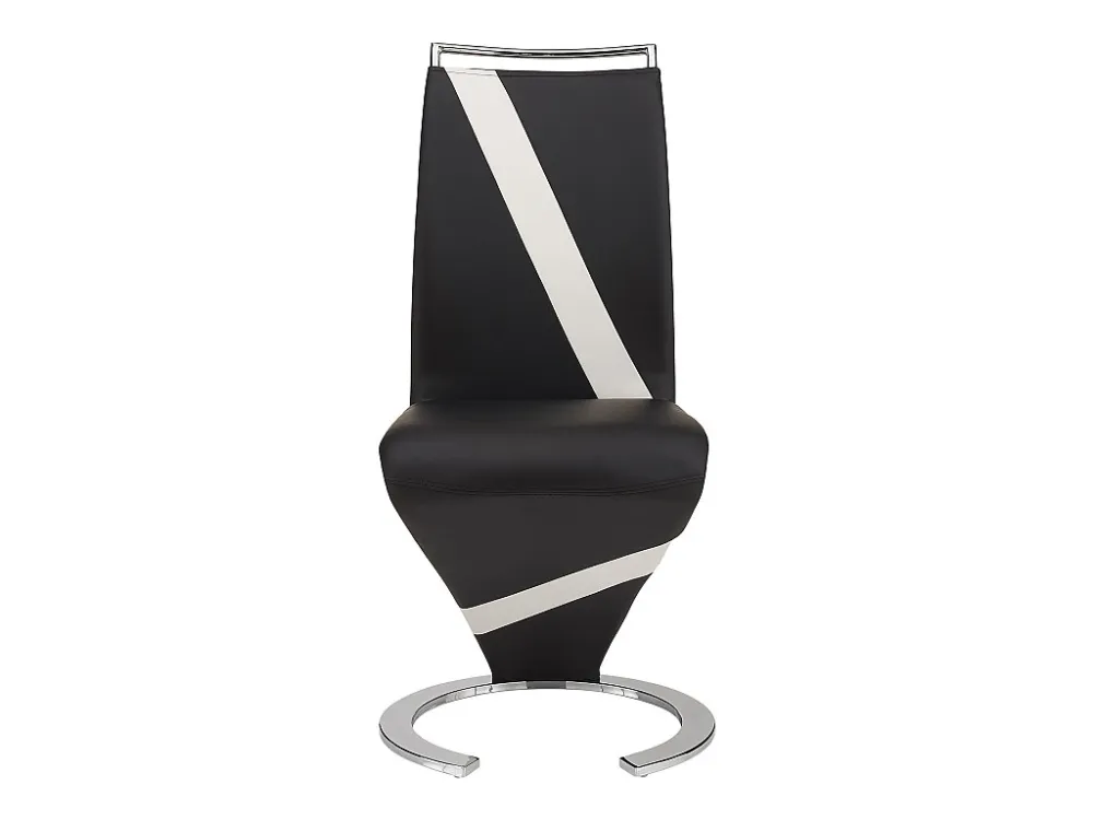 Set van 4 stoelen van kunstleer TWIZY - zwart met witte strepen