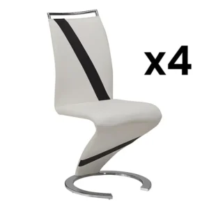Set van 4 stoelen van kunstleer TWIZY - zwart & wit