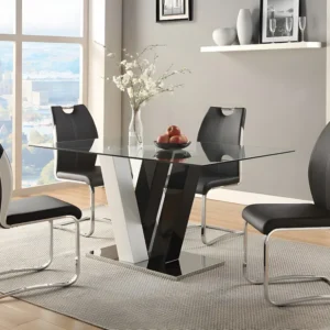 Set van 4 stoelen WINCH zwart kunstleer poten chroom metaal