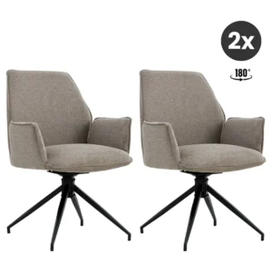 2x Collectables Jill Eetkamerstoel - Linnen Taupe (Set van 2)