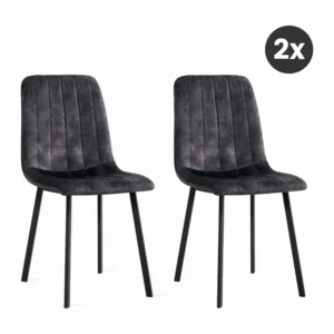 2x Eetkamerstoel Minsk - Fluweel - Antraciet