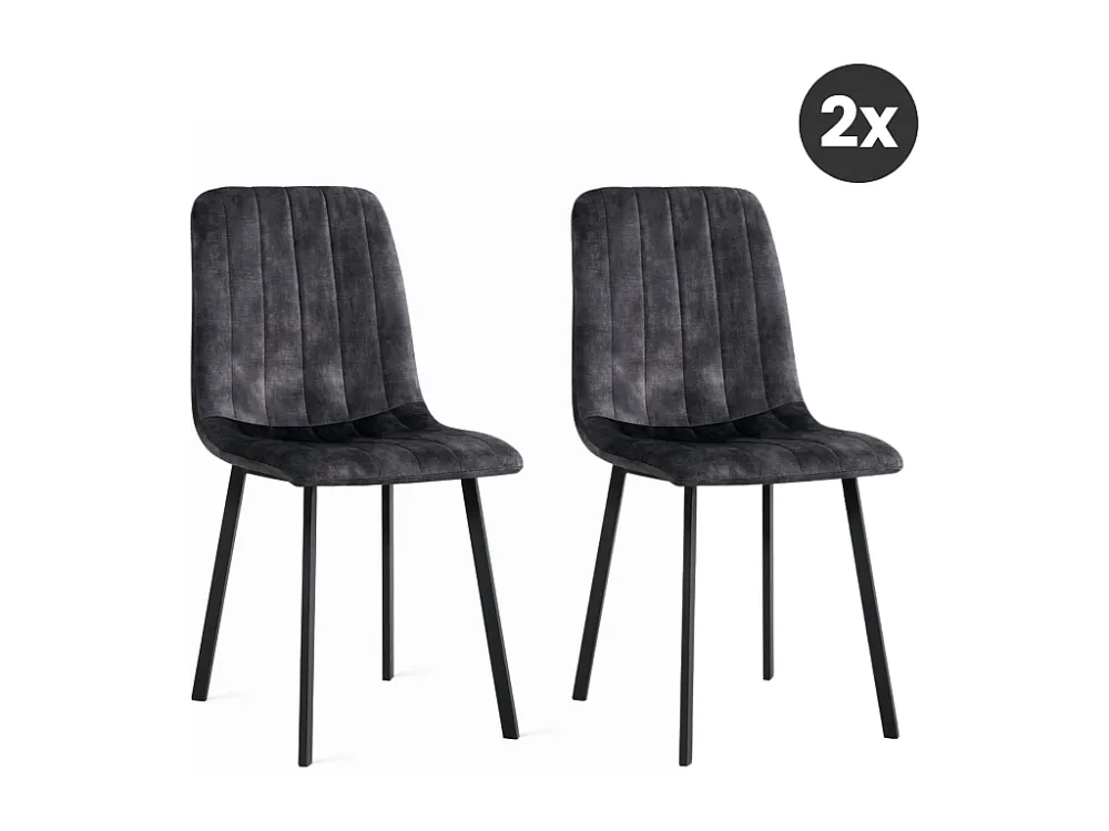 2x Eetkamerstoel Minsk - Fluweel - Antraciet