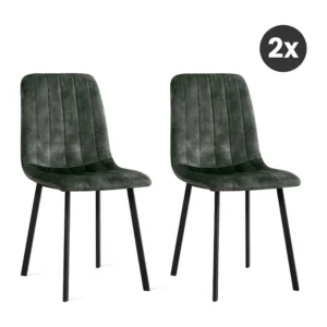 2x Eetkamerstoel Minsk - Fluweel - Groen