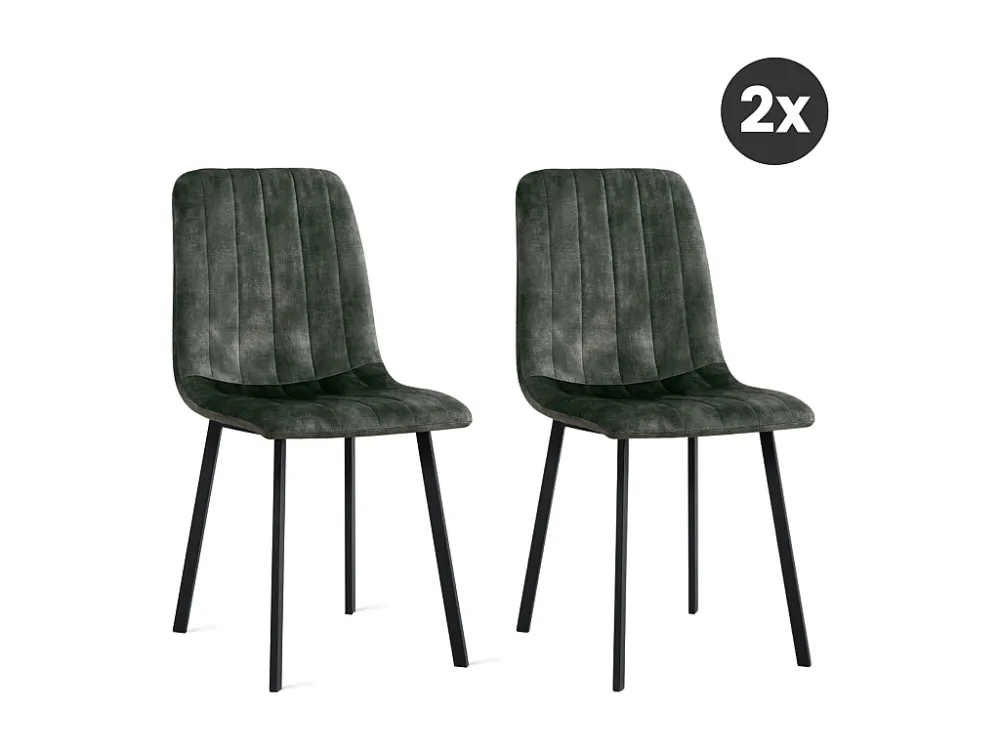 2x Eetkamerstoel Minsk - Fluweel - Groen