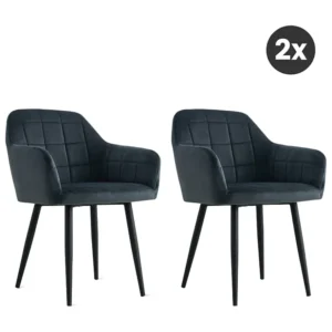 2x Eetkamerstoel Praia - Fluweel - Zwart
