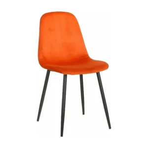 Eetkamerstoel van fluweel en metaal - 53 x 44 x 85 - Oranje - MONTELLI