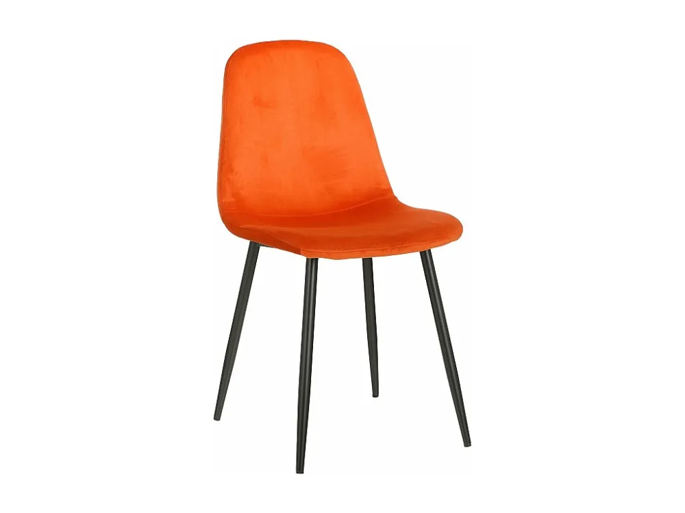 Eetkamerstoel van fluweel en metaal - 53 x 44 x 85 - Oranje - MONTELLI
