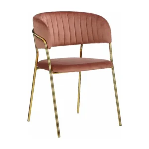 Eetkamerstoel van fluweel en metaal - 54 x 51 x 79 - Roze - MOONY