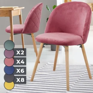 Floraya - set 2 moderne fluwelen eetkamerstoelen - roze