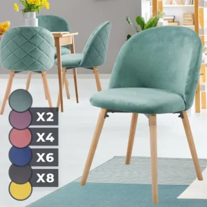 Floraya - set 4 moderne fluwelen eetkamerstoelen - turquoise