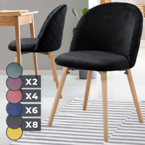 Floraya - set 2 moderne fluwelen eetkamerstoelen - zwart