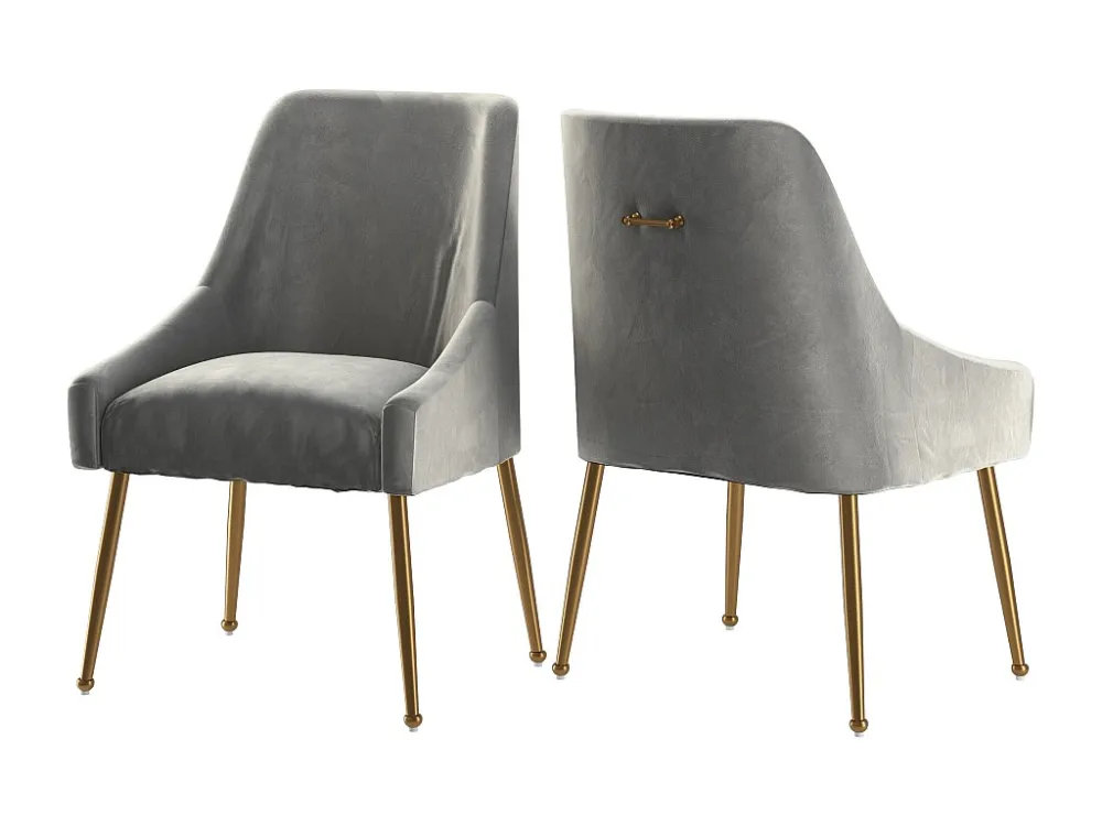 Daphne | Set van 2 stoelen met armleuningen van fluweel & metall Grijs Loft24