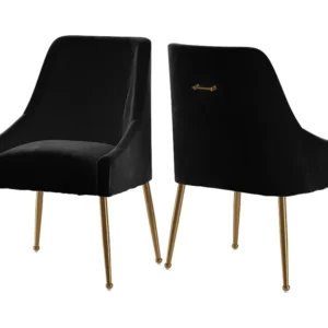 Daphne | Set van 2 stoelen met armleuningen van fluweel & metall Zwart Loft24