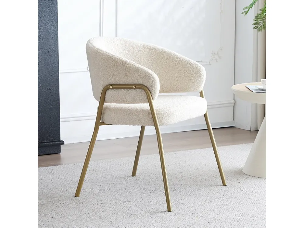 Lot de 1 chaise de salle à manger moderne en velours d'agneau Spraygold avec finition dorée (1 pc), avec pieds dorés...