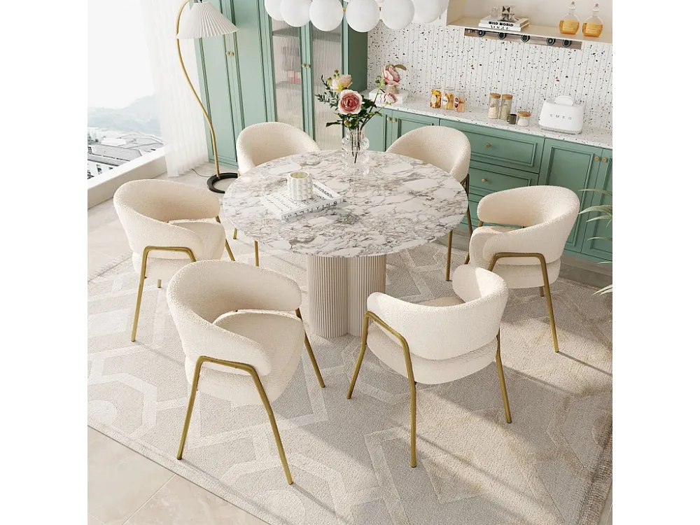 Lot de 6 chaise de salle à manger moderne en velours d'agneau Spraygold avec finition dorée (1 pc), avec pieds dorés...