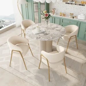 Lot de 4 chaise de salle à manger moderne en velours d'agneau Spraygold avec finition dorée (1 pc), avec pieds dorés...