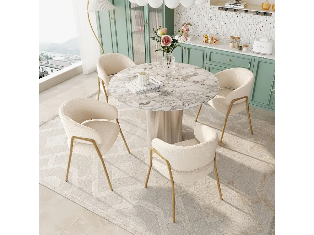Lot de 4 chaise de salle à manger moderne en velours d'agneau Spraygold avec finition dorée (1 pc), avec pieds dorés...