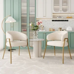 Lot de 2 chaise de salle à manger moderne en velours d'agneau Spraygold avec finition dorée (1 pc), avec pieds dorés...