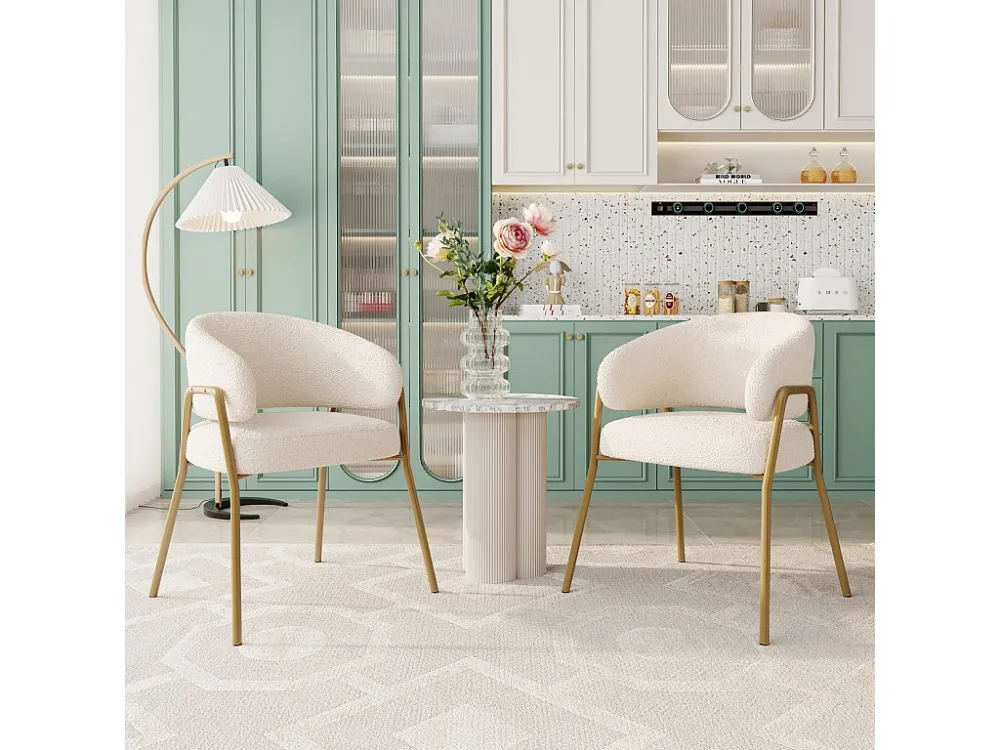 Lot de 2 chaise de salle à manger moderne en velours d'agneau Spraygold avec finition dorée (1 pc), avec pieds dorés...