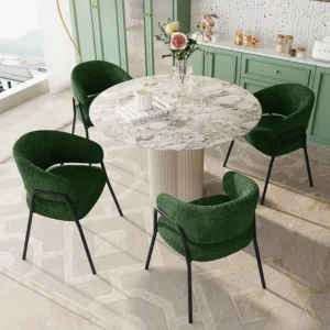 Lot de 4 chaise de salle à manger moderne en velours d'agneau Spraygold avec finition dorée (1 pc), avec pieds dorés...