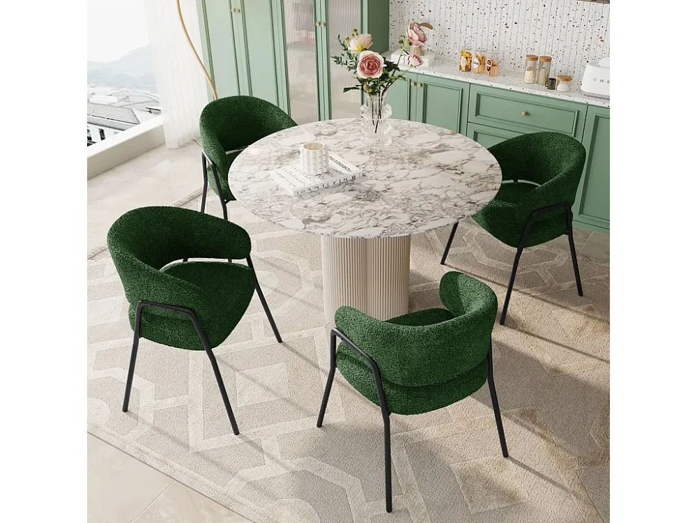 Lot de 4 chaise de salle à manger moderne en velours d'agneau Spraygold avec finition dorée (1 pc), avec pieds dorés...